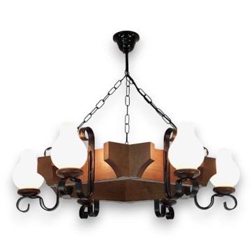Brilagi - Hanglamp aan een ketting QUEEN 6xE14/40W/230V beuken/walnoot