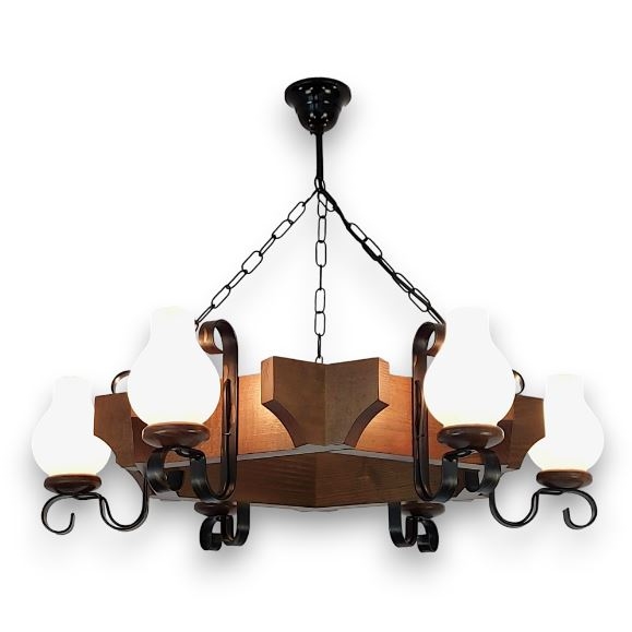Brilagi - Hanglamp aan een ketting QUEEN 6xE14/40W/230V beuken/walnoot