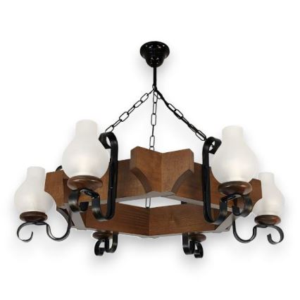Brilagi - Hanglamp aan een ketting QUEEN 6xE14/40W/230V beuken/walnoot