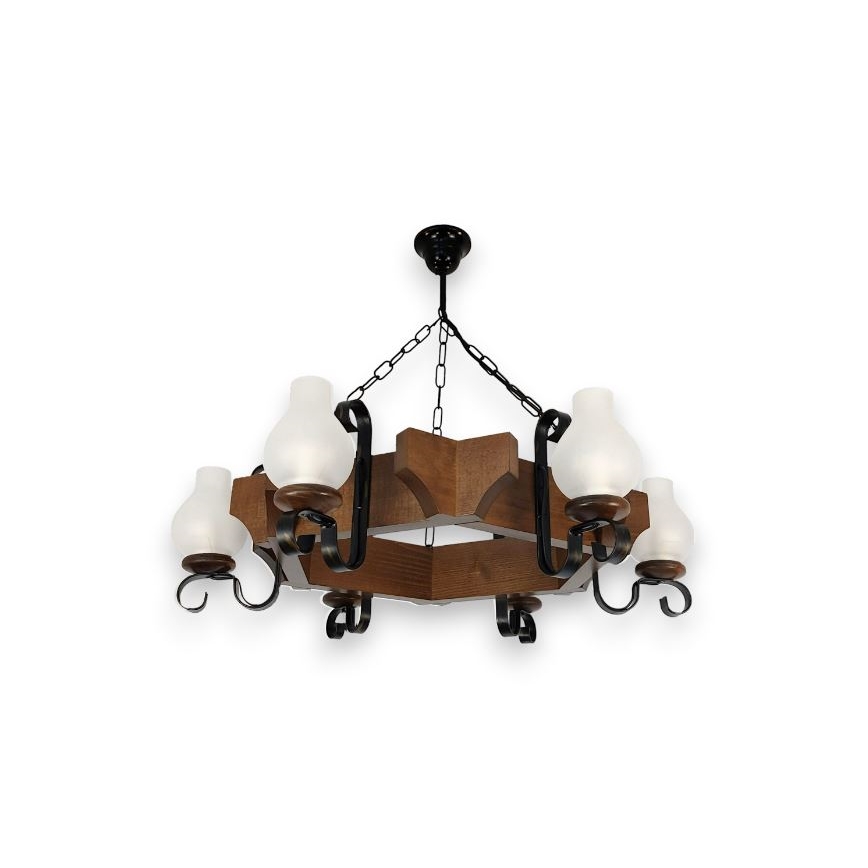 Brilagi - Hanglamp aan een ketting QUEEN 6xE14/40W/230V beuken/walnoot