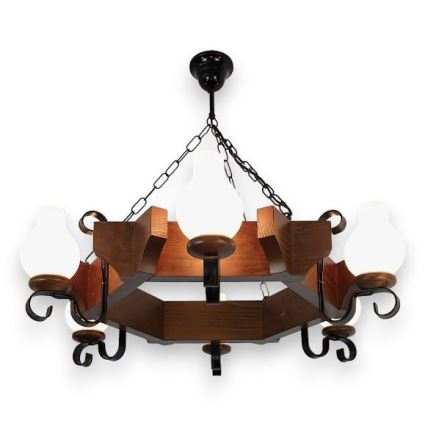 Brilagi - Hanglamp aan een ketting QUEEN 6xE14/40W/230V beuken/walnoot