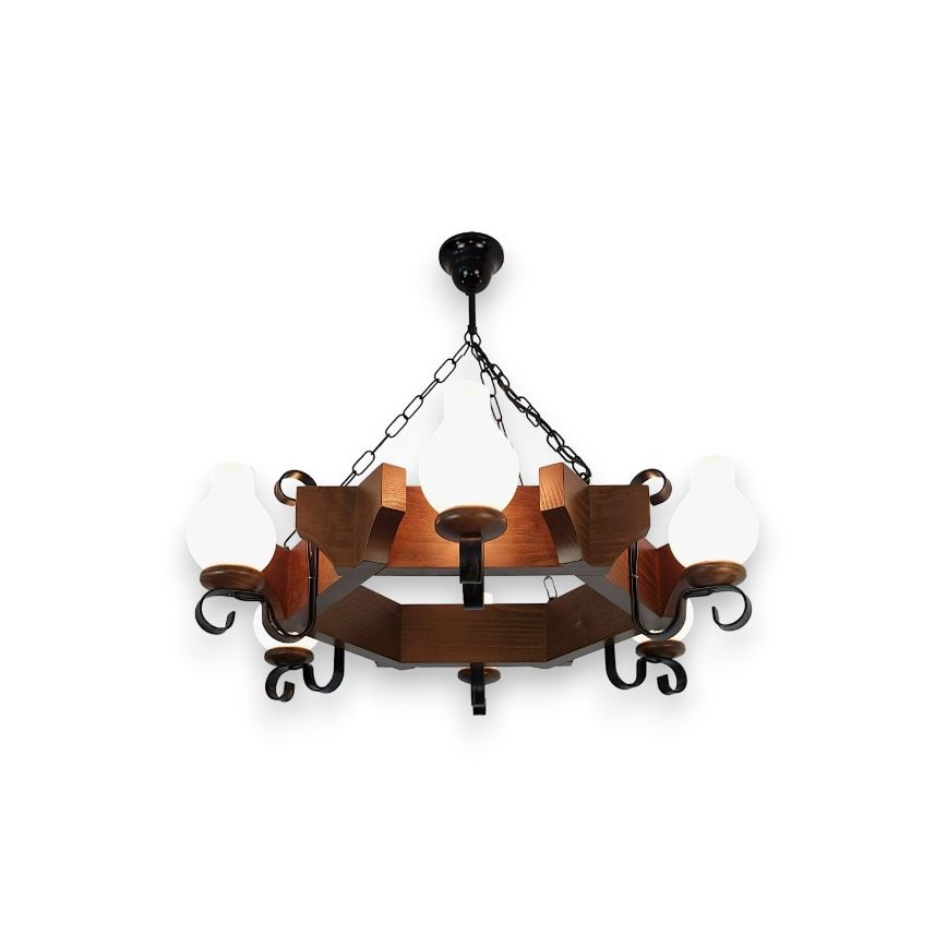 Brilagi - Hanglamp aan een ketting QUEEN 6xE14/40W/230V beuken/walnoot