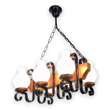 Brilagi - Hanglamp aan een ketting QUEEN 6xE14/40W/230V beuken/walnoot
