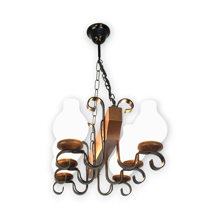 Brilagi - Hanglamp aan een ketting QUEEN 6xE14/40W/230V beuken/walnoot