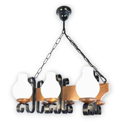 Brilagi - Hanglamp aan een ketting QUEEN 6xE14/40W/230V beuken/walnoot
