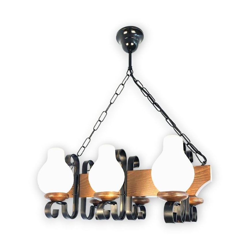 Brilagi - Hanglamp aan een ketting QUEEN 6xE14/40W/230V beuken/walnoot
