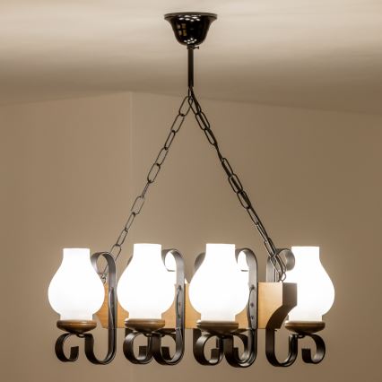 Brilagi - Hanglamp aan een ketting QUEEN 6xE14/40W/230V beuken/walnoot