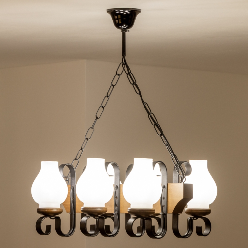 Brilagi - Hanglamp aan een ketting QUEEN 6xE14/40W/230V beuken/walnoot