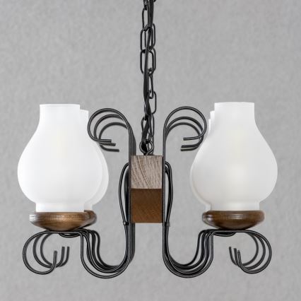 Brilagi - Hanglamp aan een ketting QUEEN 6xE14/40W/230V beuken/walnoot