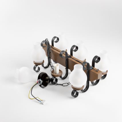 Brilagi - Hanglamp aan een ketting QUEEN 6xE14/40W/230V beuken/walnoot