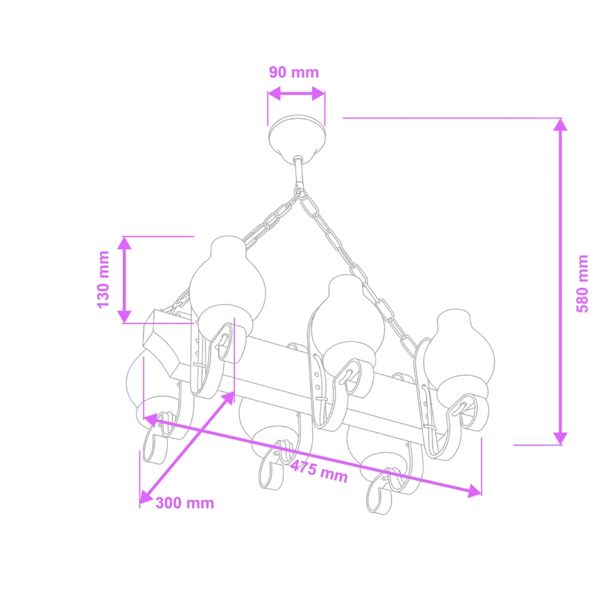 Brilagi - Hanglamp aan een ketting QUEEN 6xE14/40W/230V beuken/walnoot