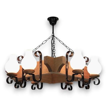 Brilagi - Hanglamp aan een ketting QUEEN 8xE14/40W/230V beuken