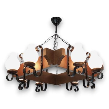 Brilagi - Hanglamp aan een ketting QUEEN 8xE14/40W/230V beuken/walnoot