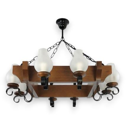 Brilagi - Hanglamp aan een ketting QUEEN 8xE14/40W/230V beuken/walnoot