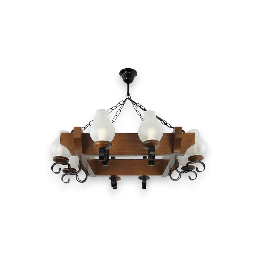 Brilagi - Hanglamp aan een ketting QUEEN 8xE14/40W/230V beuken/walnoot