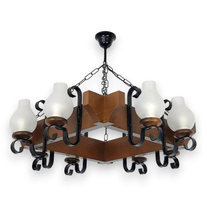 Brilagi - Hanglamp aan een ketting QUEEN 8xE14/40W/230V beuken/walnoot