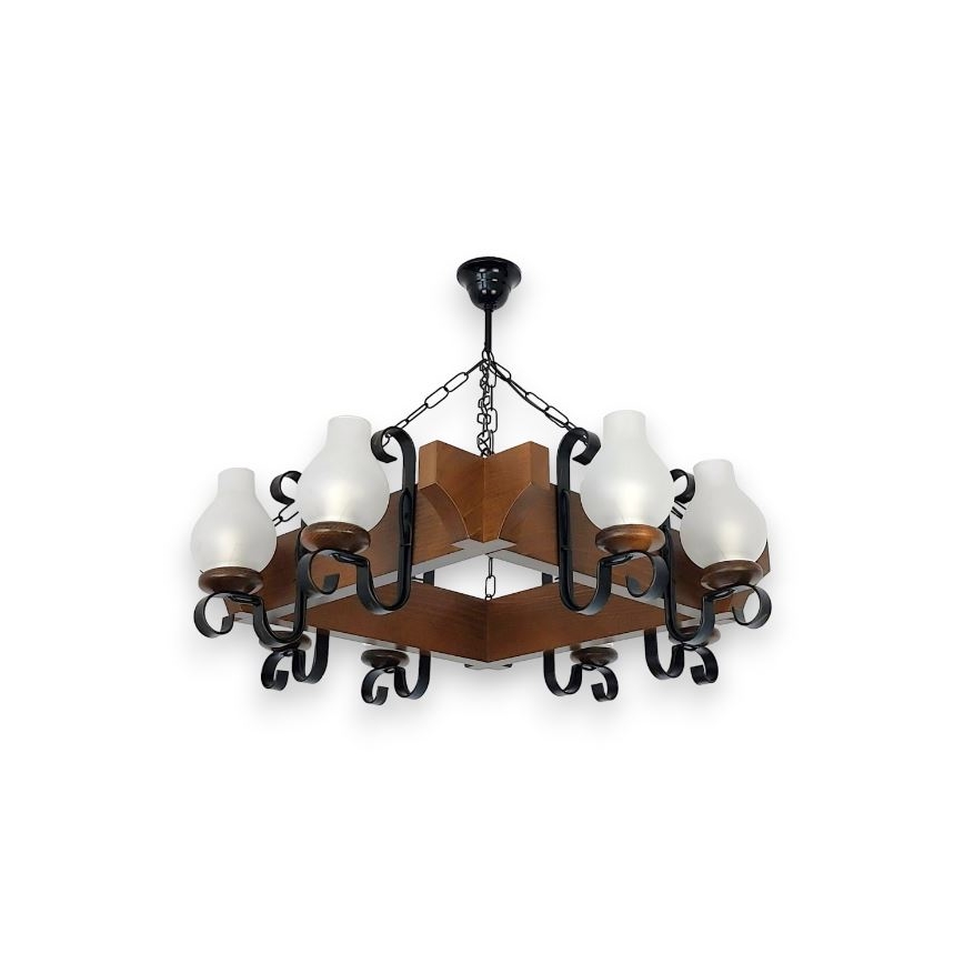 Brilagi - Hanglamp aan een ketting QUEEN 8xE14/40W/230V beuken/walnoot