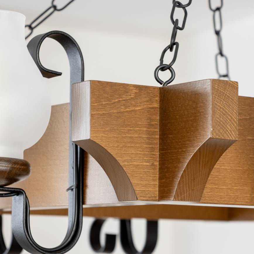 Brilagi - Hanglamp aan een ketting QUEEN 8xE14/40W/230V beuken/walnoot