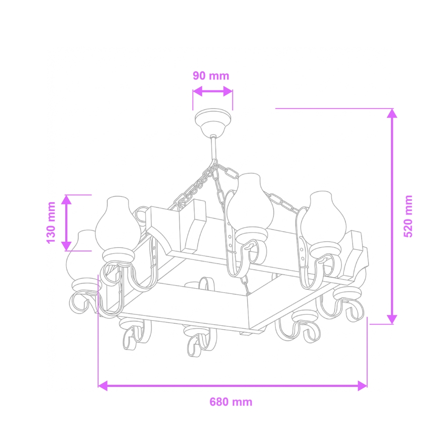 Brilagi - Hanglamp aan een ketting QUEEN 8xE14/40W/230V beuken/walnoot
