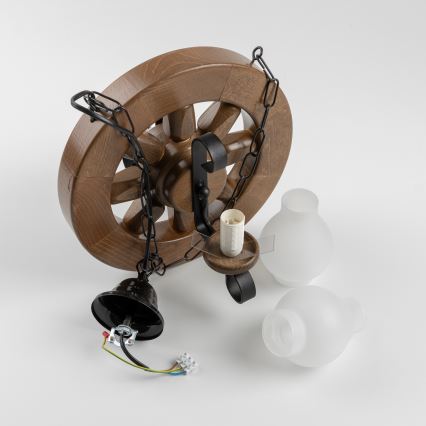 Brilagi - Hanglamp aan een ketting ROATA 2xE14/40W/230V beuken/walnoot