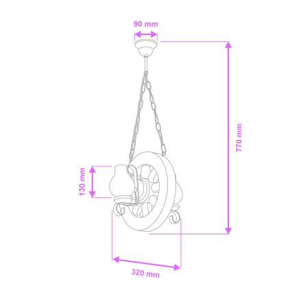 Brilagi - Hanglamp aan een ketting ROATA 2xE14/40W/230V beuken/walnoot