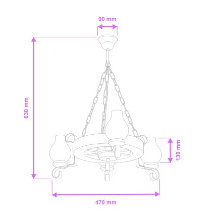 Brilagi - Hanglamp aan een ketting ROATA 3xE14/40W/230V beuken