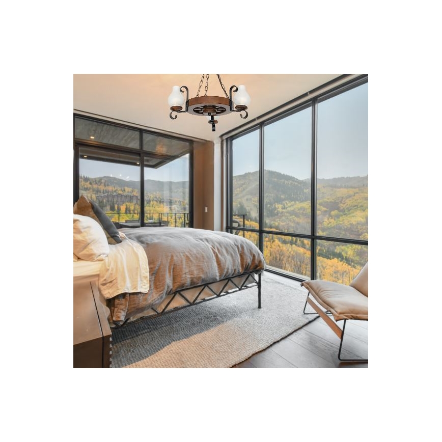 Brilagi - Hanglamp aan een ketting ROATA 3xE14/40W/230V beuken/walnoot