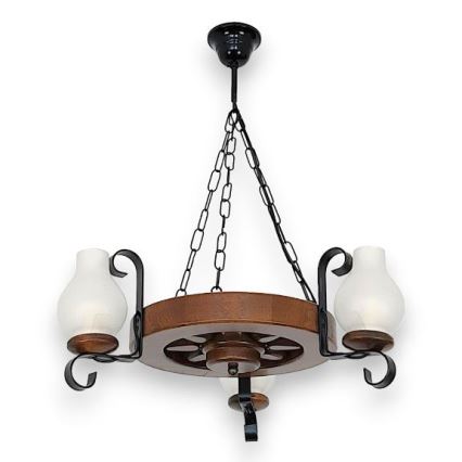 Brilagi - Hanglamp aan een ketting ROATA 3xE14/40W/230V beuken/walnoot