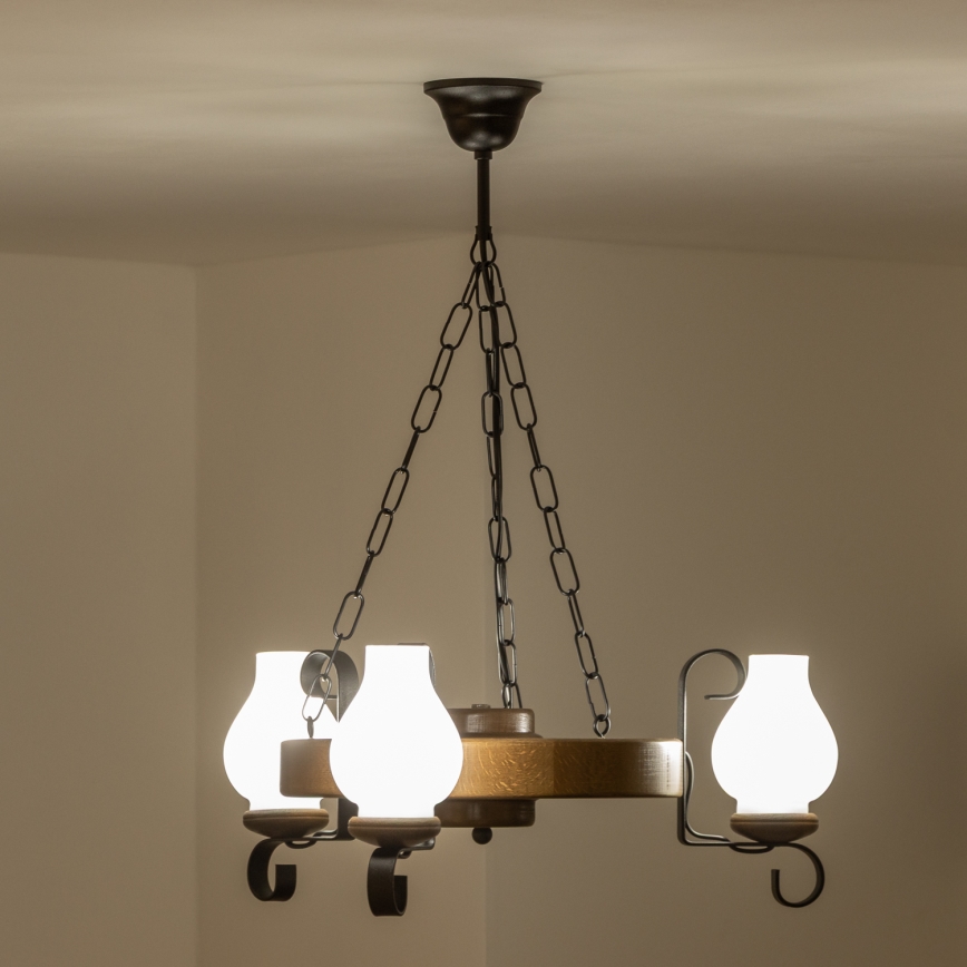 Brilagi - Hanglamp aan een ketting ROATA 3xE14/40W/230V beuken/walnoot