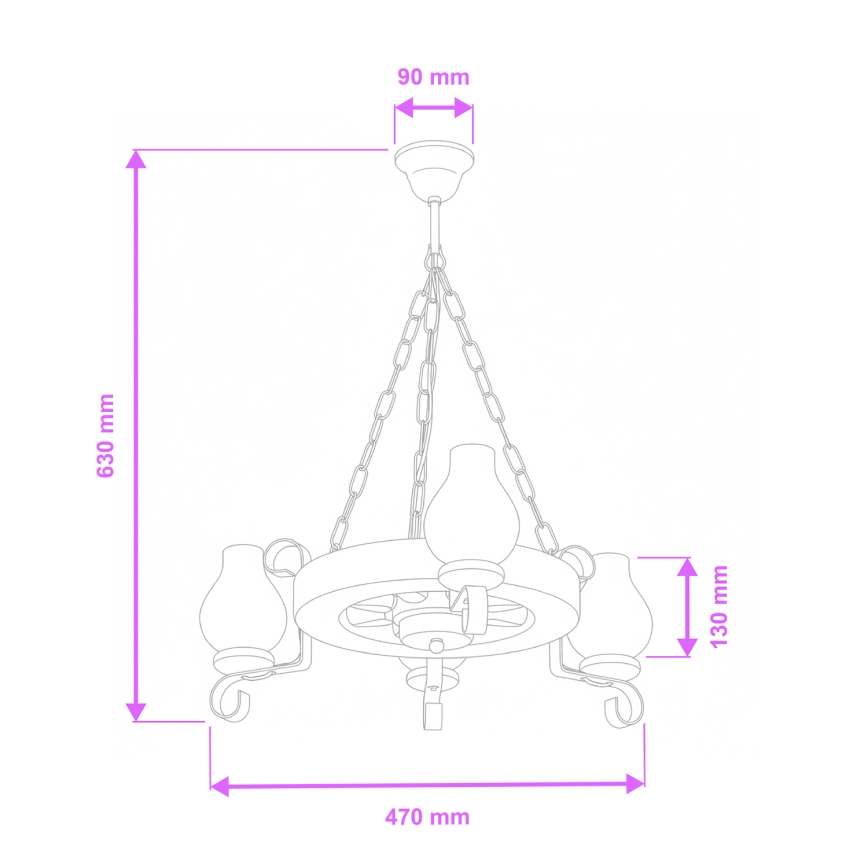 Brilagi - Hanglamp aan een ketting ROATA 3xE14/40W/230V beuken/walnoot