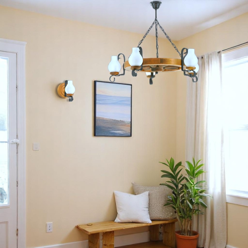 Brilagi - Hanglamp aan een ketting ROATA 5xE14/40W/230V beuken