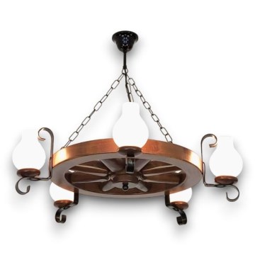 Brilagi - Hanglamp aan een ketting ROATA 5xE14/40W/230V beuken/walnoot