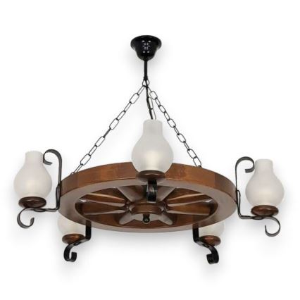 Brilagi - Hanglamp aan een ketting ROATA 5xE14/40W/230V beuken/walnoot