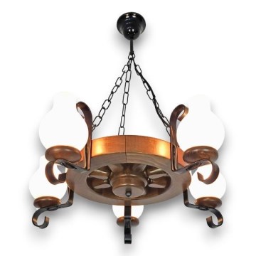 Brilagi - Hanglamp aan een ketting ROATA 5xE14/40W/230V beuken/walnoot