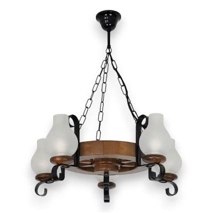 Brilagi - Hanglamp aan een ketting ROATA 5xE14/40W/230V beuken/walnoot