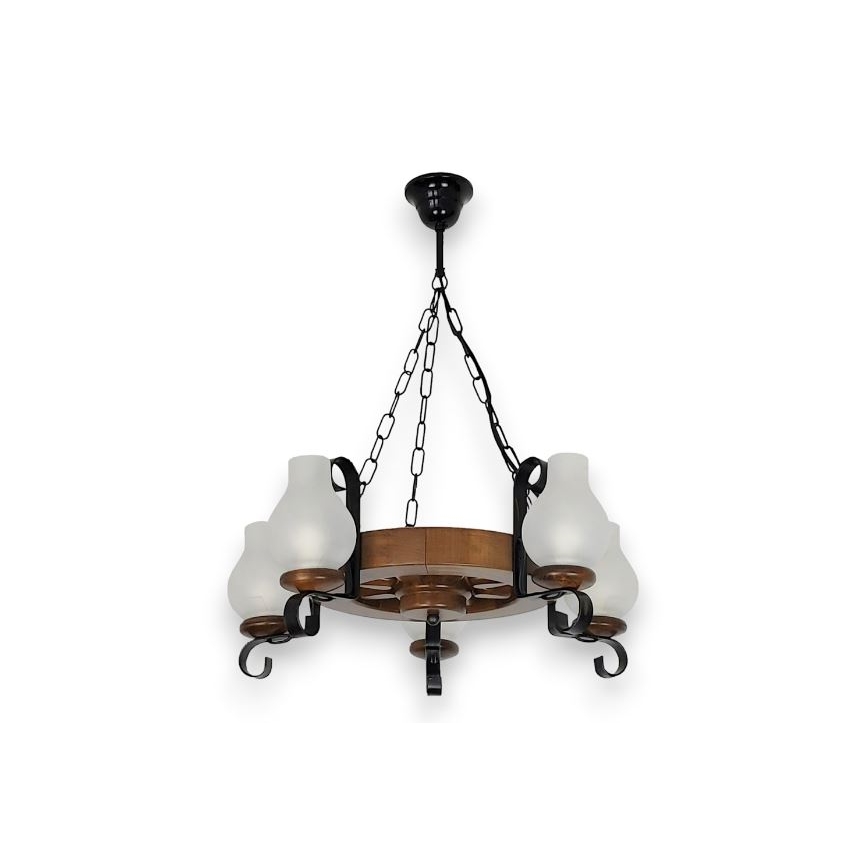 Brilagi - Hanglamp aan een ketting ROATA 5xE14/40W/230V beuken/walnoot