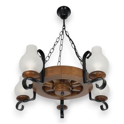 Brilagi - Hanglamp aan een ketting ROATA 5xE14/40W/230V beuken/walnoot