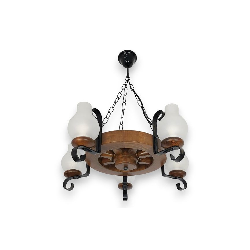 Brilagi - Hanglamp aan een ketting ROATA 5xE14/40W/230V beuken/walnoot