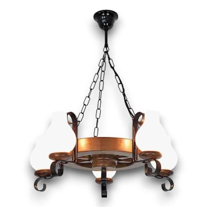 Brilagi - Hanglamp aan een ketting ROATA 5xE14/40W/230V beuken/walnoot