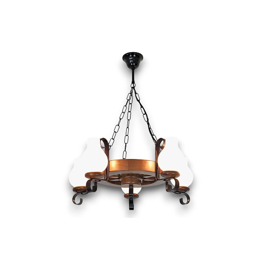 Brilagi - Hanglamp aan een ketting ROATA 5xE14/40W/230V beuken/walnoot