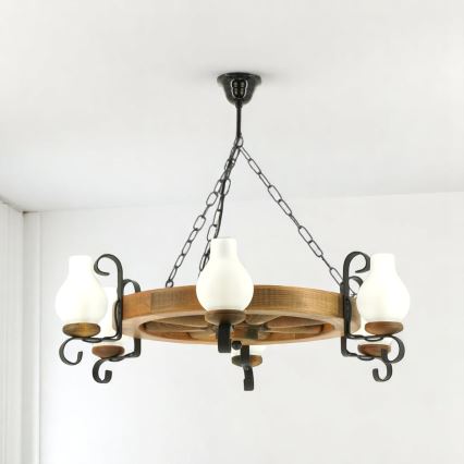Brilagi - Hanglamp aan een ketting ROATA 6xE14/40W/230V beuken