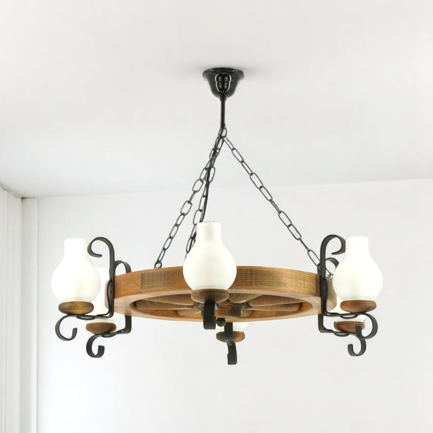 Brilagi - Hanglamp aan een ketting ROATA 6xE14/40W/230V beuken