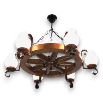 Brilagi - Hanglamp aan een ketting ROATA 6xE14/40W/230V beuken/walnoot