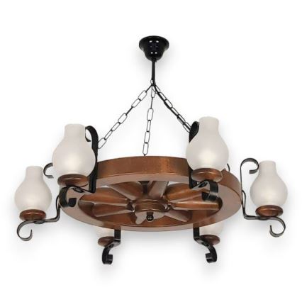 Brilagi - Hanglamp aan een ketting ROATA 6xE14/40W/230V beuken/walnoot
