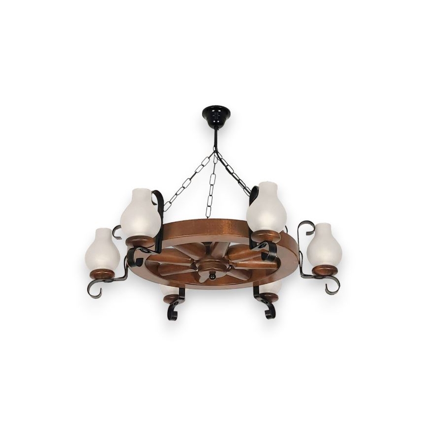 Brilagi - Hanglamp aan een ketting ROATA 6xE14/40W/230V beuken/walnoot
