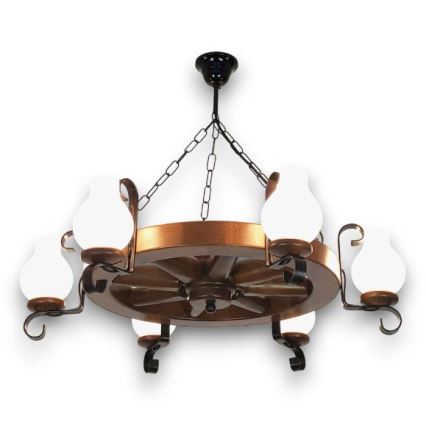 Brilagi - Hanglamp aan een ketting ROATA 6xE14/40W/230V beuken/walnoot
