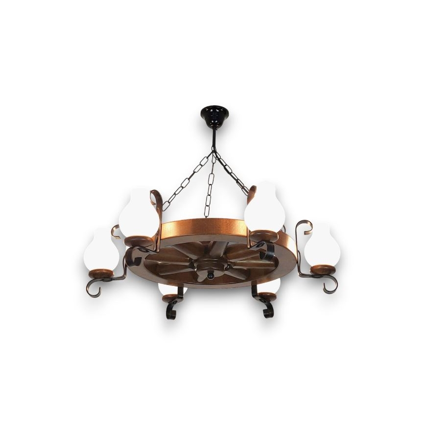 Brilagi - Hanglamp aan een ketting ROATA 6xE14/40W/230V beuken/walnoot