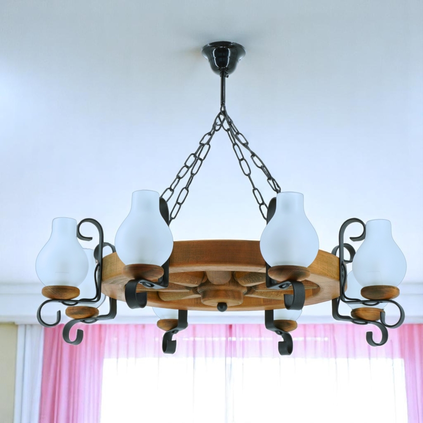 Brilagi - Hanglamp aan een ketting ROATA 8xE14/40W/230V beuken
