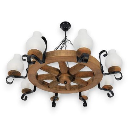 Brilagi - Hanglamp aan een ketting ROATA 8xE14/40W/230V beuken