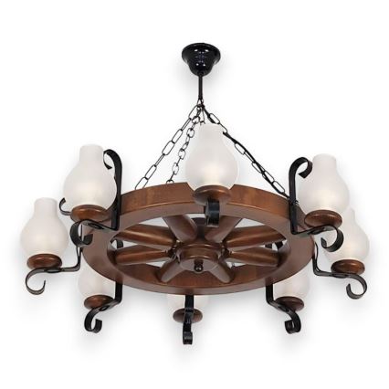 Brilagi - Hanglamp aan een ketting ROATA 8xE14/40W/230V beuken/walnoot